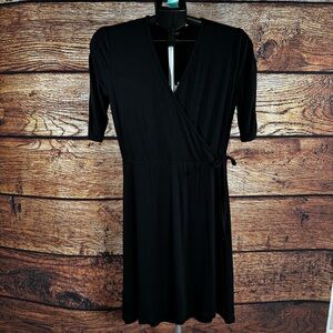 41 Hawthorn Classic Black Wrap dress with Short Sleeve